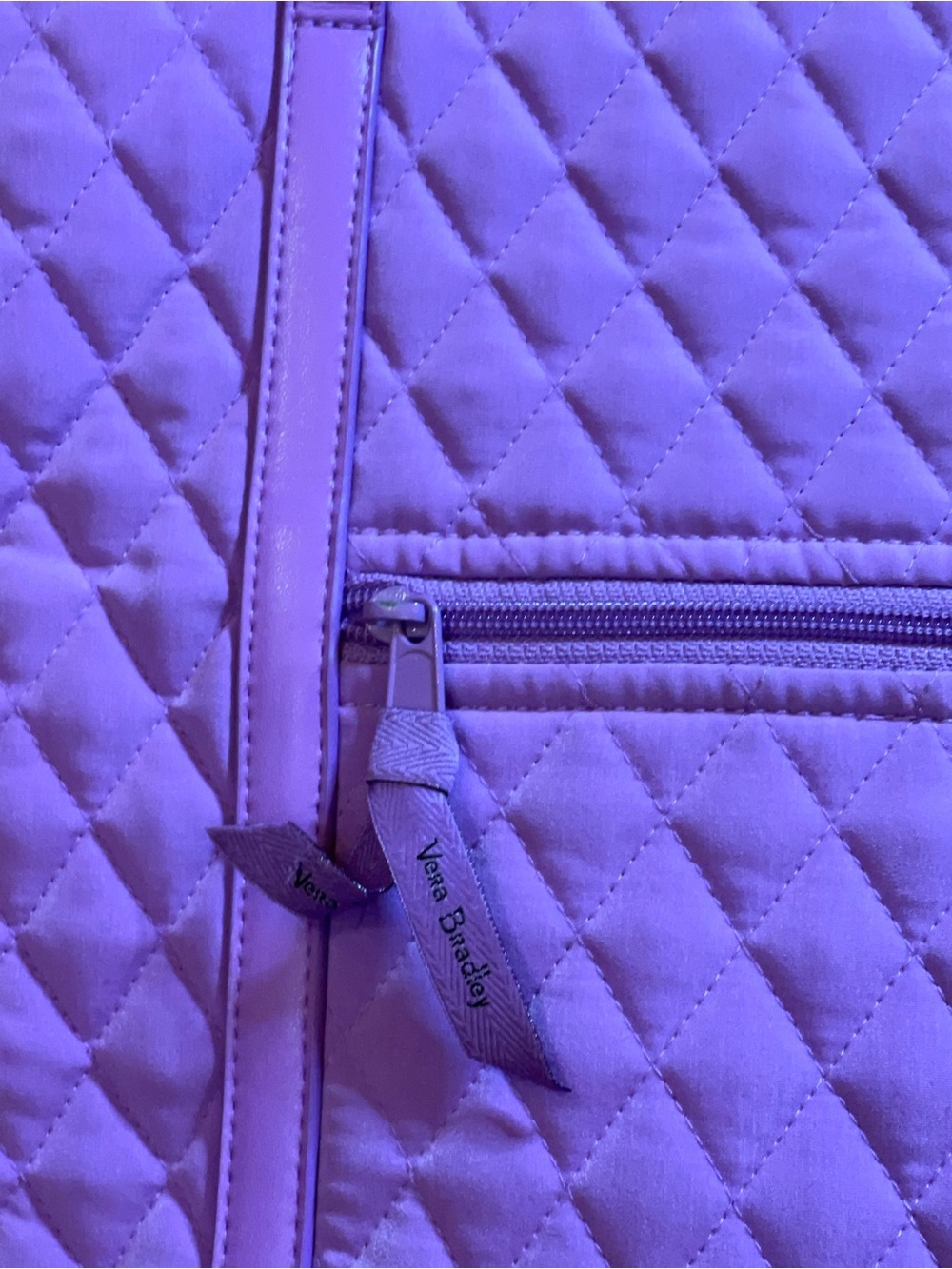 Vera Bradley Monochromatic Wisteria Purple Tote /Large Quilted Performance Twill - Picture 5 of 16
